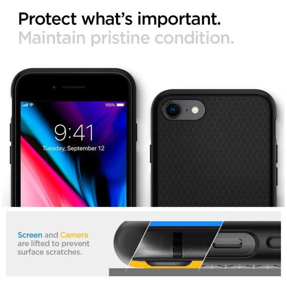 Spigen - Tok Liquid Air - iPhone 7, 8, SE 2020 & SE 2022, fekete
