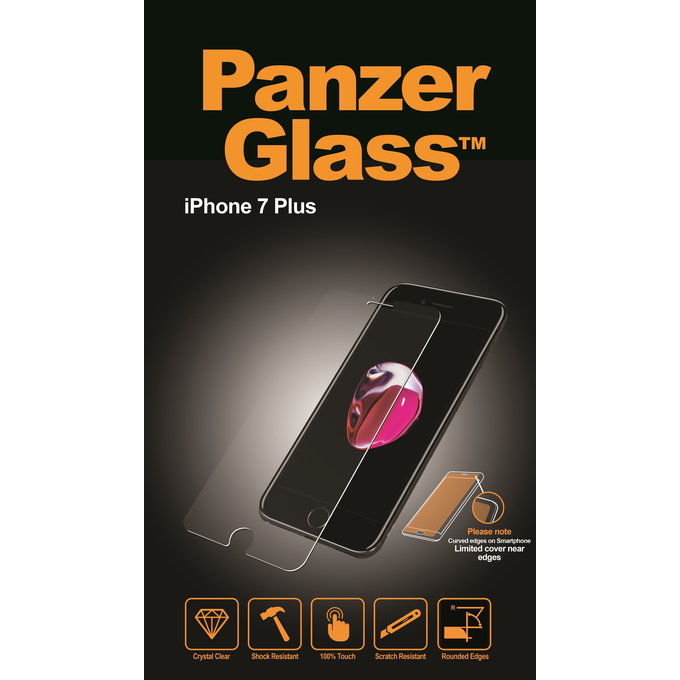 PanzerGlass - Geam Securizat Standard Fit pentru iPhone 6 Plus, 6s Plus, 7 Plus, 8 Plus, transparent