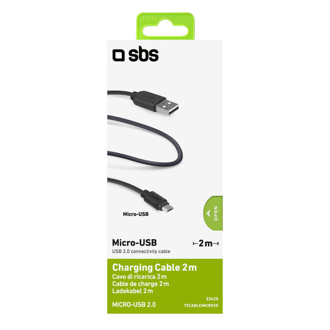 SBS - Micro-USB / USB Cablu (2m), negru