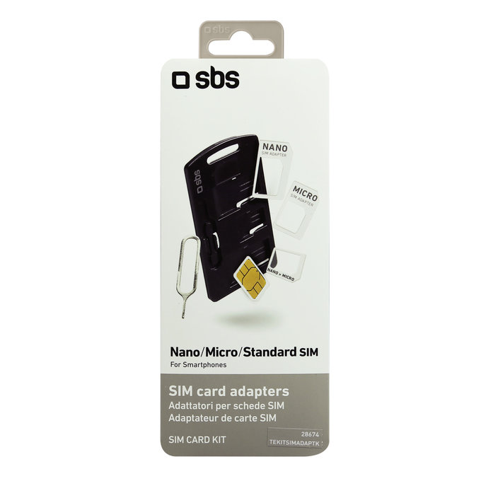 SBS - Kit adaptor SIM pentru dispozitive mobile, negru