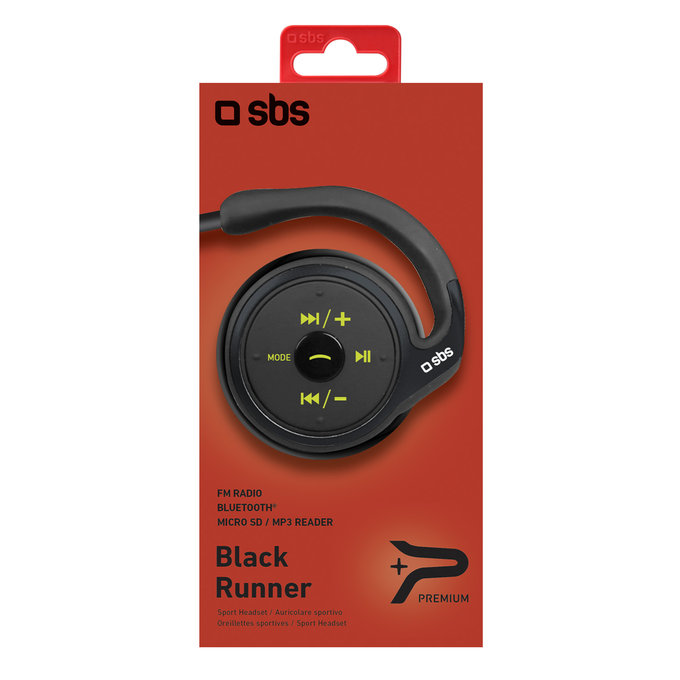 SBS - Că?ti Bluetooth pentru sport Black Runner, negru
