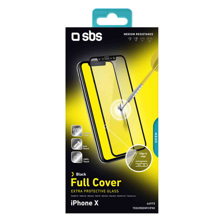 SBS - Geam Securizat Full Cover pentru iPhone X, XS & 11 Pro, negru