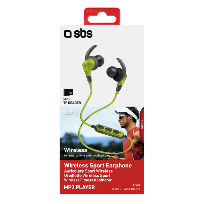 SBS - Că?ti sport fără fir cu port Micro SD, verde
