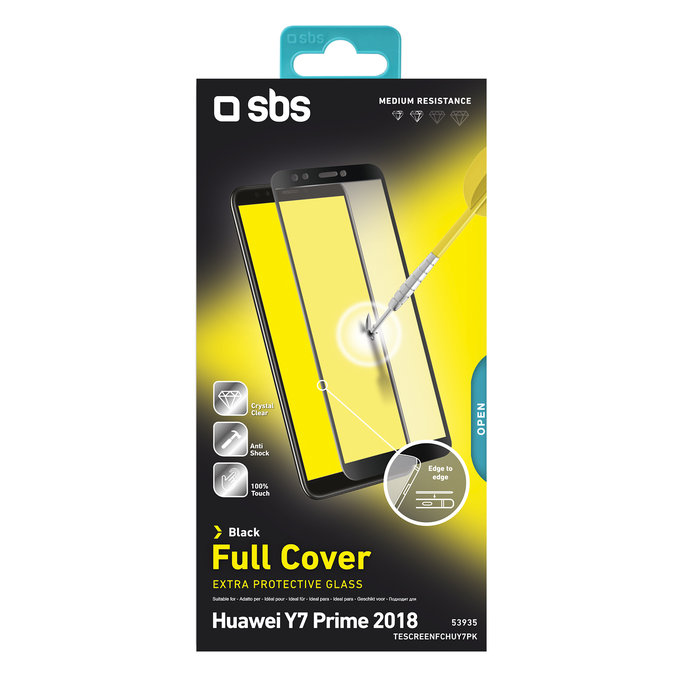 SBS - Geam Securizat Full Cover pentru Huawei Y7 Prime 2018, negru