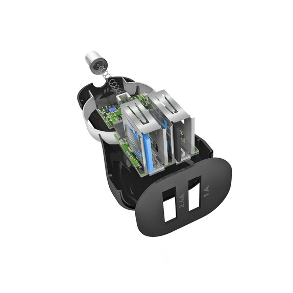 SBS - Incărcător de Ma?ină 2x USB, 2.4A, negru