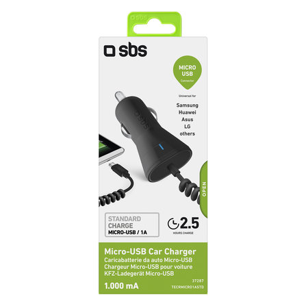 SBS - Incărcător de Ma?ină USB, Micro-USB, 1A, negru
