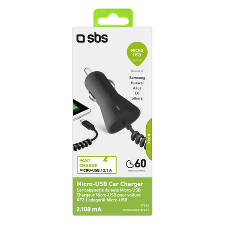 SBS - Incărcător de Ma?ină Micro-USB, 2.1A, negru