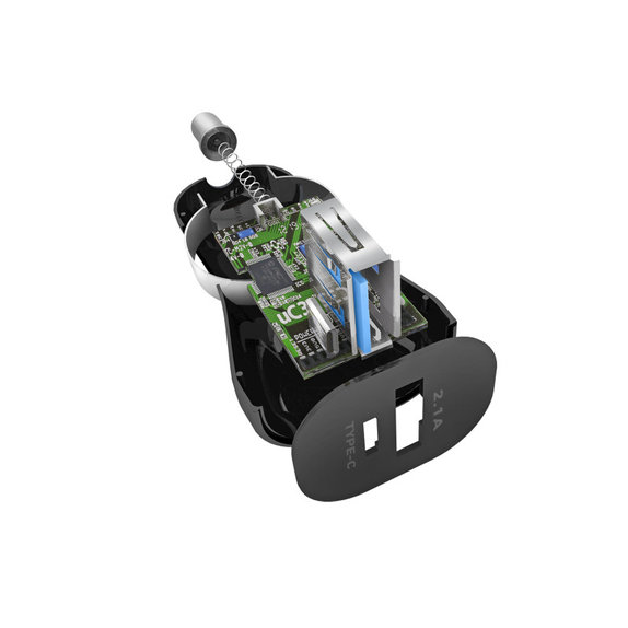 SBS - Incărcător de Ma?ină USB, USB-C, 2.1A, 3A, negru