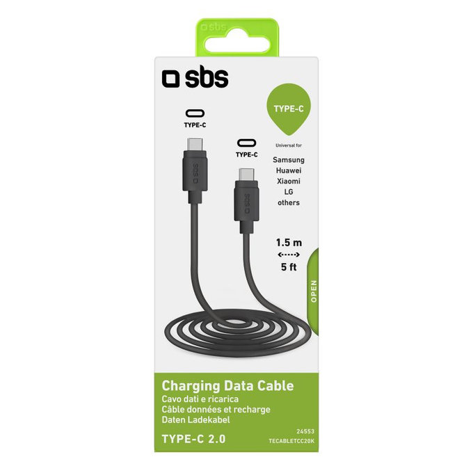 SBS - USB-C / USB-C Cablu (1.5m), negru