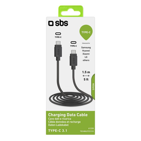 SBS - USB-C / USB-C Cablu (1.5m), negru