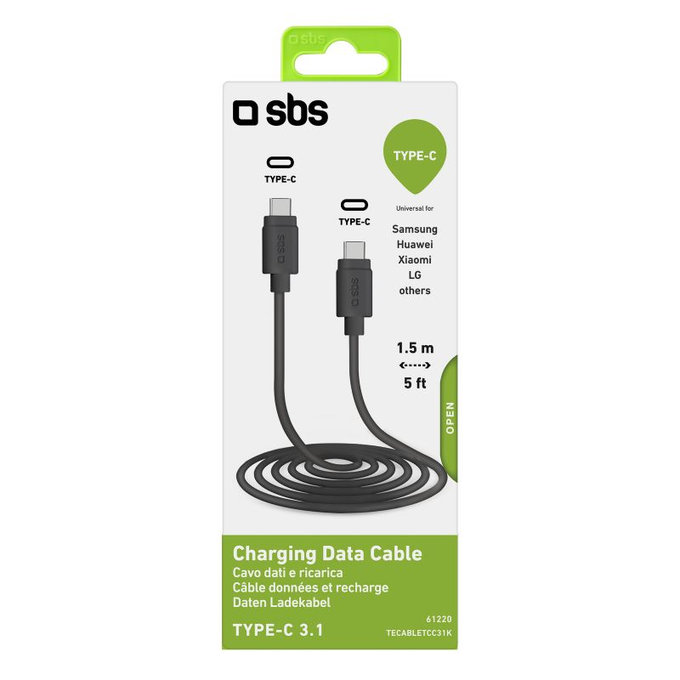 SBS - USB-C / USB-C Cablu (1.5m), negru