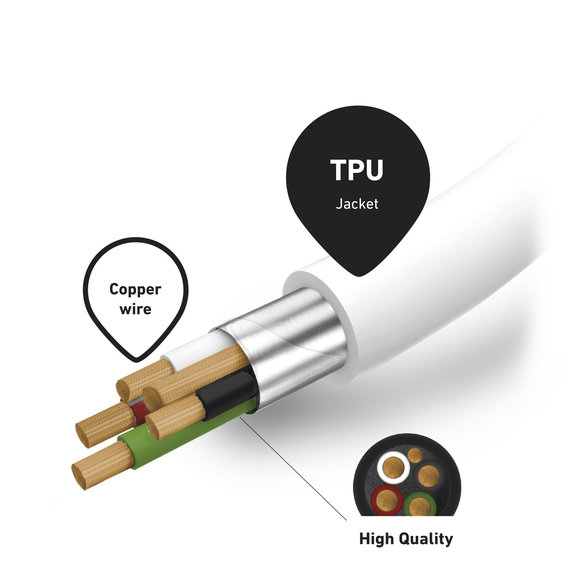 SBS - Lightning / USB-C Cablu (1m), alb