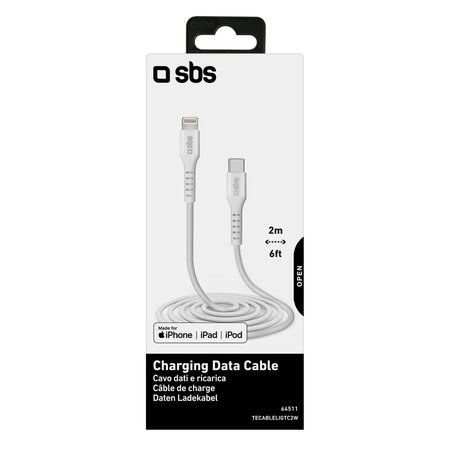 SBS - Lightning / USB-C Cablu (2m), alb