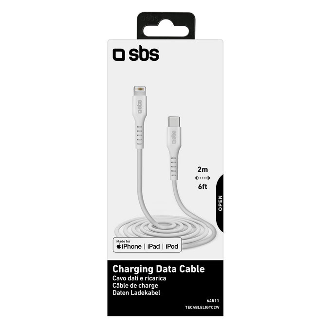 SBS - Lightning / USB-C Cablu (2m), alb