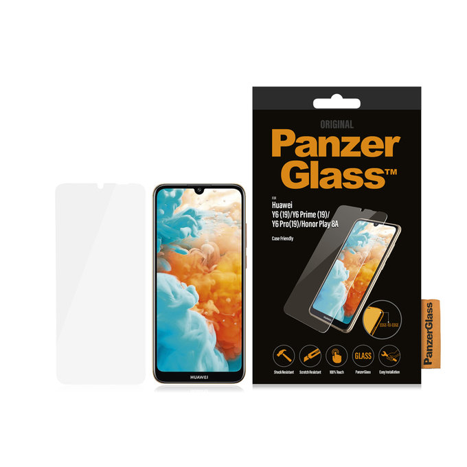 PanzerGlass - Geam Securizat Case Friendly pentru Huawei Y6, Y6 Pro, Y6 Prime 2019, Honor Play 8A, transparent