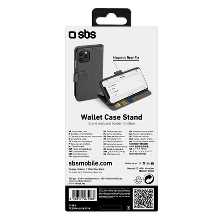 SBS - Caz Wallet Stand pentru iPhone 11 Pro Max, negru
