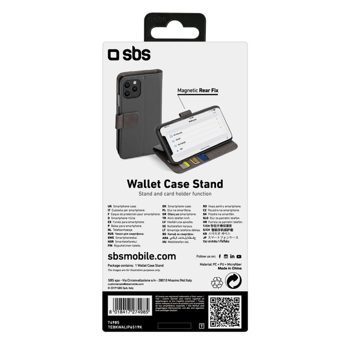 SBS - Caz Wallet Stand pentru iPhone 11 Pro Max, negru