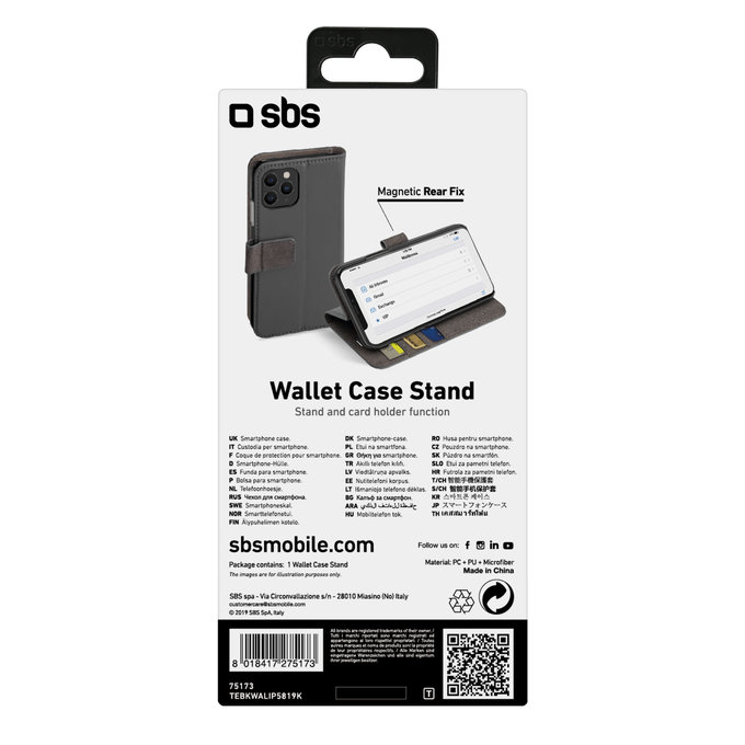 SBS - Caz Wallet Stand pentru iPhone 11 Pro, negru