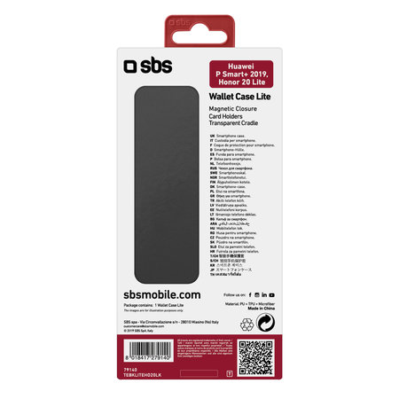 SBS - Caz Book pentru Honor 20 Lite/Huawei P Smart+ 2019, negru