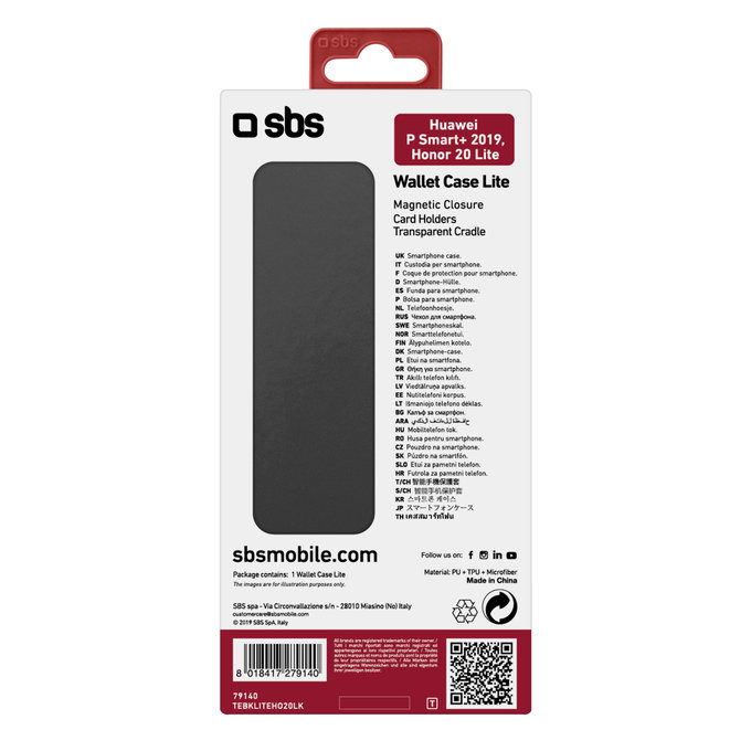 SBS - Caz Book pentru Honor 20 Lite/Huawei P Smart+ 2019, negru