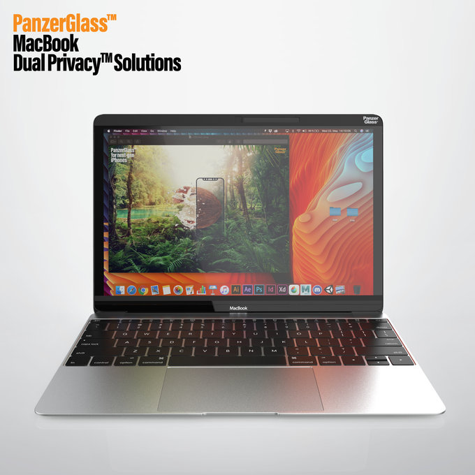 PanzerGlass - Sticlă întârită Dual Privacy pentru MacBook 12 ", neagră