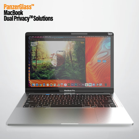 PanzerGlass - Sticlă întârită Dual Privacy pentru MacBook/Air/Pro 13 ", neagră