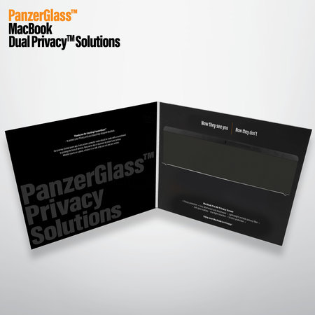 PanzerGlass - Sticlă întârită Dual Privacy pentru MacBook/Air/Pro 13 ", neagră