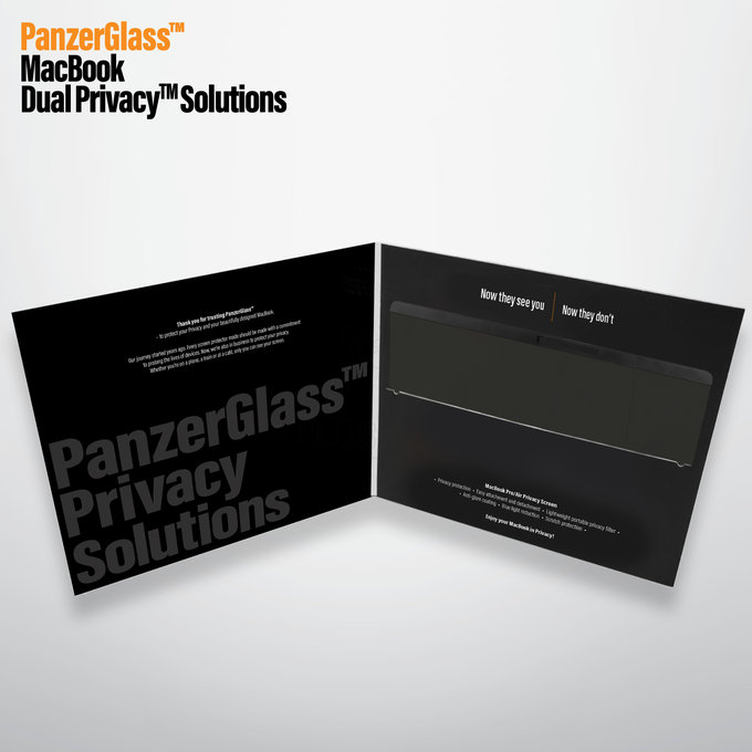 PanzerGlass - Sticlă întârită Dual Privacy pentru MacBook/Air/Pro 13 ", neagră