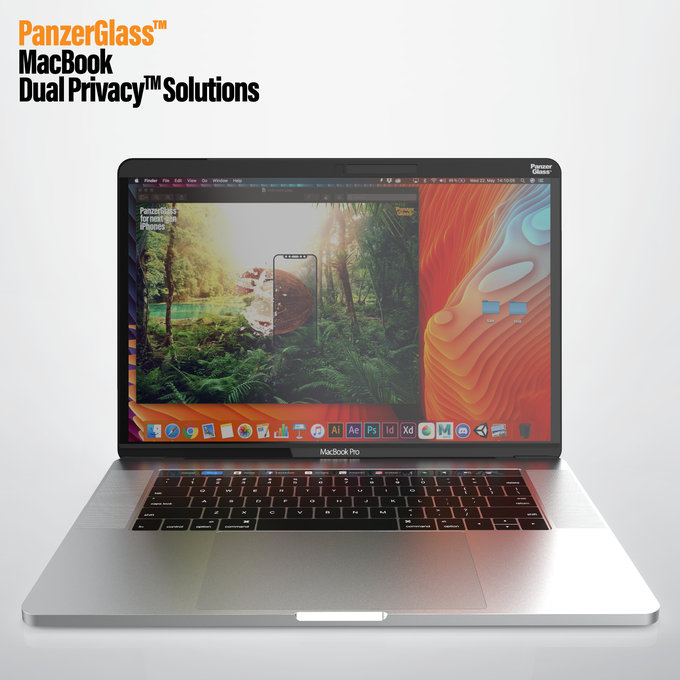 PanzerGlass - Sticlă întârită Dual Privacy pentru MacBook Pro 15 ", neagră
