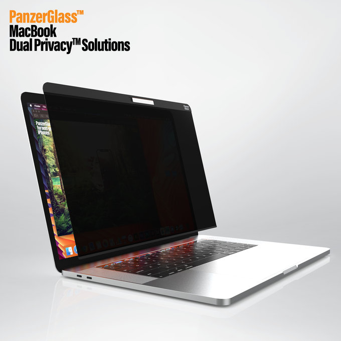 PanzerGlass - Sticlă întârită Dual Privacy pentru MacBook Pro 15 ", neagră