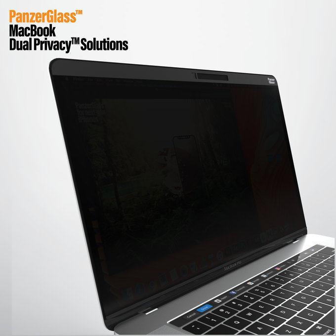 PanzerGlass - Sticlă întârită Dual Privacy pentru MacBook Pro 15 ", neagră