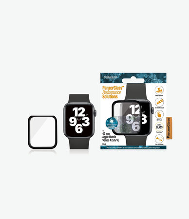 PanzerGlass - Geam securizat Full Silicone pentru Apple Watch Series 4, 5, 6, SE (1st gen) & SE (2nd gen) 40mm, negru