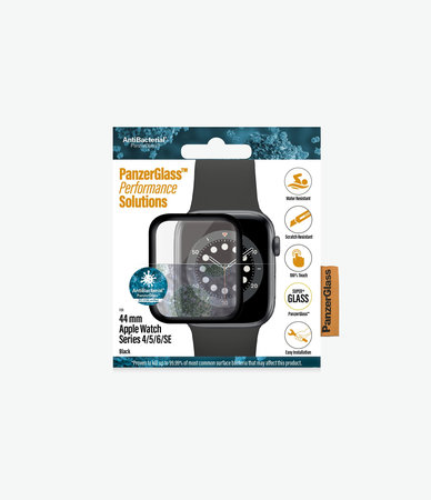 PanzerGlass - Geam securizat Full Silicone pentru Apple Watch Series 4, 5, 6, SE (1st gen) & SE (2nd gen) 44mm, negru