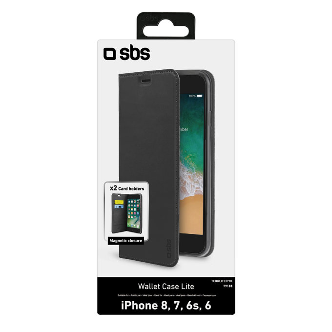 SBS - Caz Book Wallet Lite pentru iPhone 6, 6s, 7, 8, SE 2020 & SE 2022, negru