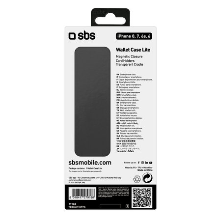 SBS - Caz Book Wallet Lite pentru iPhone 6, 6s, 7, 8, SE 2020 & SE 2022, negru