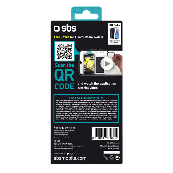 SBS - Geam Securizat Full Cover pentru Xiaomi Redmi Note 8T, negru