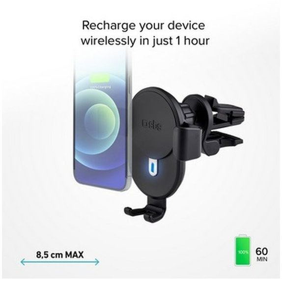 SBS - Suport gravita?ional pentru ma?ină cu încărcare wireless, 10W, Qi, negru