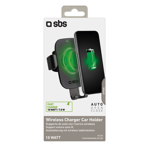 SBS - Suport gravita?ional pentru ma?ină cu încărcare wireless, 10W, Qi, negru