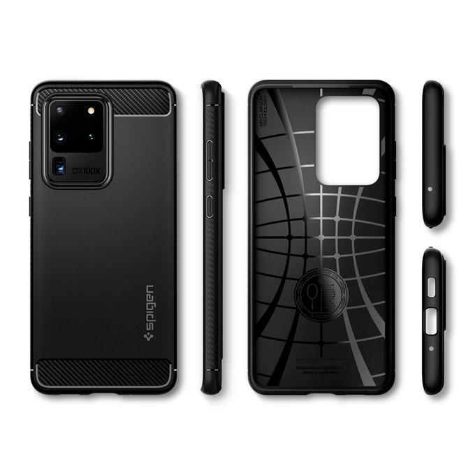 Spigen - Caz Rugged Armor pentru Samsung Galaxy S20 Ultra, negru