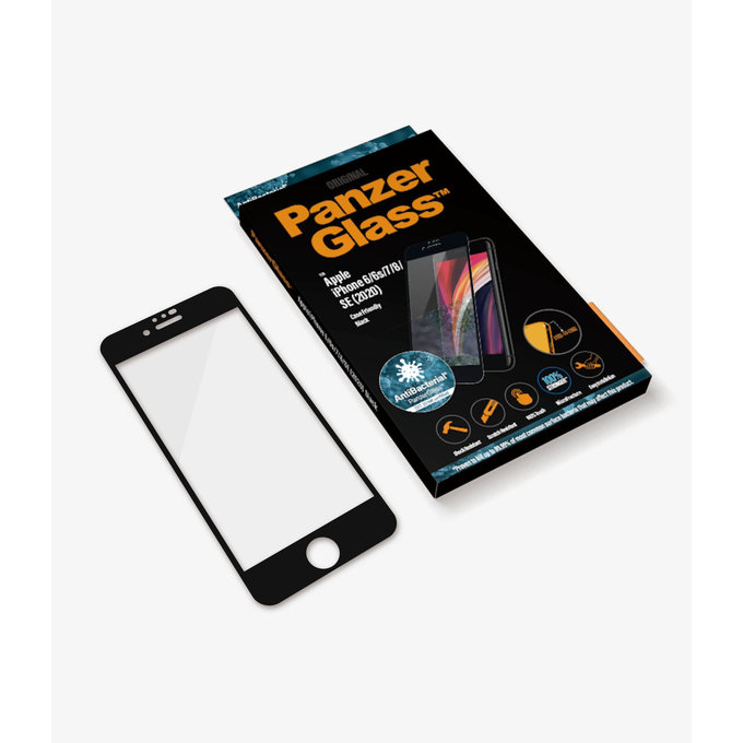 PanzerGlass - Geam Securizat Case Friendly AB pentru iPhone 6, 6s, 7, 8, SE 2020 & SE 2022, negru