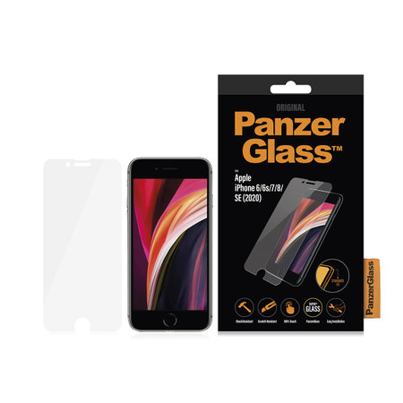 PanzerGlass - Geam Securizat Standard Fit pentru iPhone SE 2020, 8, 7, 6s, 6, transparent