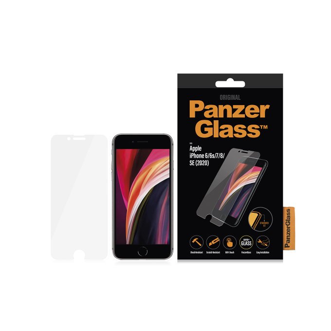 PanzerGlass - Geam Securizat Standard Fit pentru iPhone SE 2020, 8, 7, 6s, 6, transparent