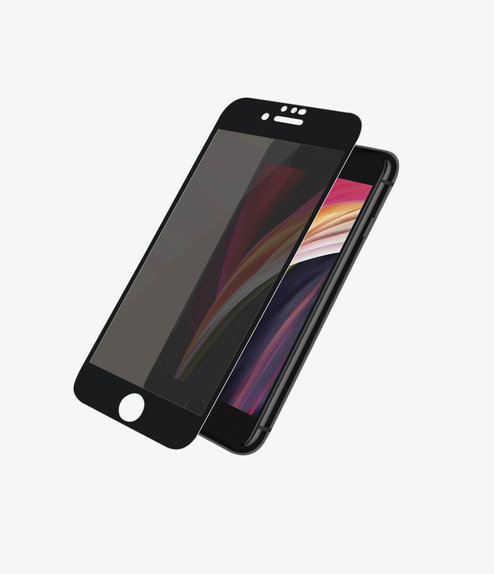 PanzerGlass - Geam Securizat Privacy Case Friendly pentru iPhone 6, 6s, 7, 8, SE 2020 & SE 2022, negru