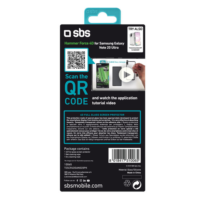 SBS - Geam Securizat 4D Full Glass pentru Galaxy Note 20 Ultra, negru