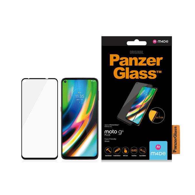 PanzerGlass - Geam securizat Case Friendly pentru Motorola Moto G9 Plus, negru