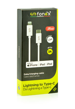 Fonex - Lightning / USB MFI Cablu, 2m, alb