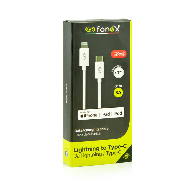Fonex - Lightning / USB MFI Cablu, 2m, alb