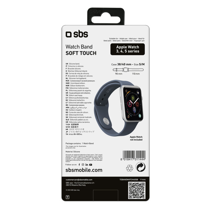 SBS - Brățară pentru Apple Watch 40 mm, dimensiune S/M, albastră