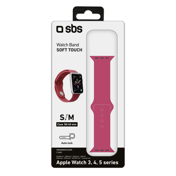 SBS - Brățară pentru Apple Watch 40 mm, dimensiune S/M, roșu