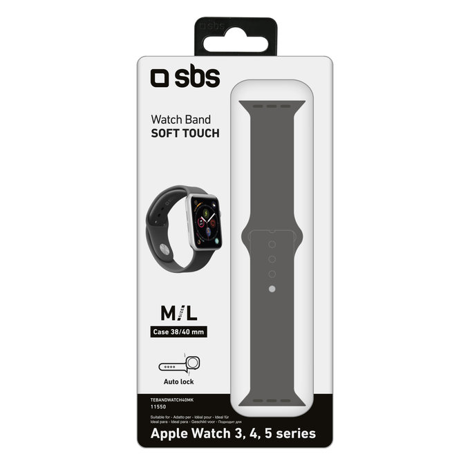 SBS - Brățară pentru Apple Watch 40 mm, mărimea M/L, neagră